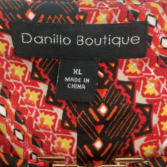 Danillio Boutique Red Orange Aztec Print Longsleeved Dress - Picture 3 of 10